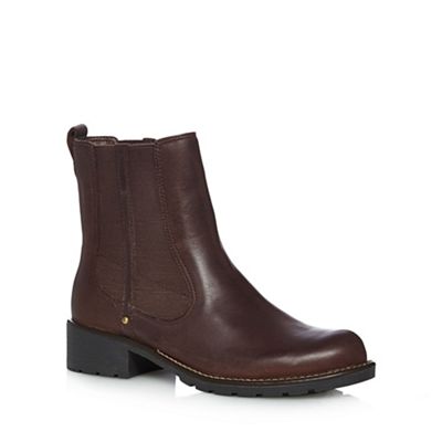 Clarks Dark red leather chelsea boots